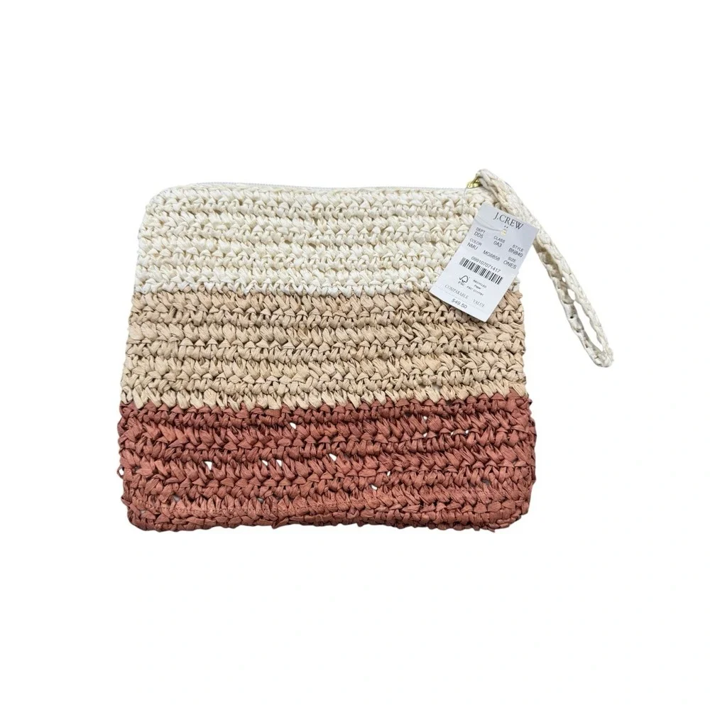 J.Crew‎ Straw Clutch Pouch Wristlet Tri-Color Ombre BN840 New